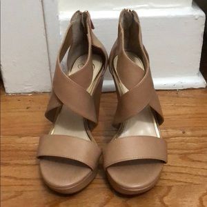 Jessica Simpson wedges, beige, size 5.5